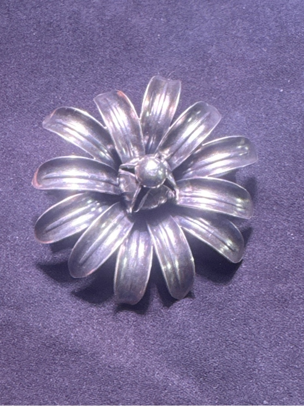 Taxco Silver Floral Layered Brooch